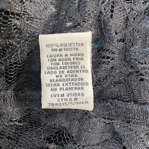 ECI New York Ruffled Black Lace Cap Sleeve Top with Built-In Camisole XL #248 - Picture 8 of 10